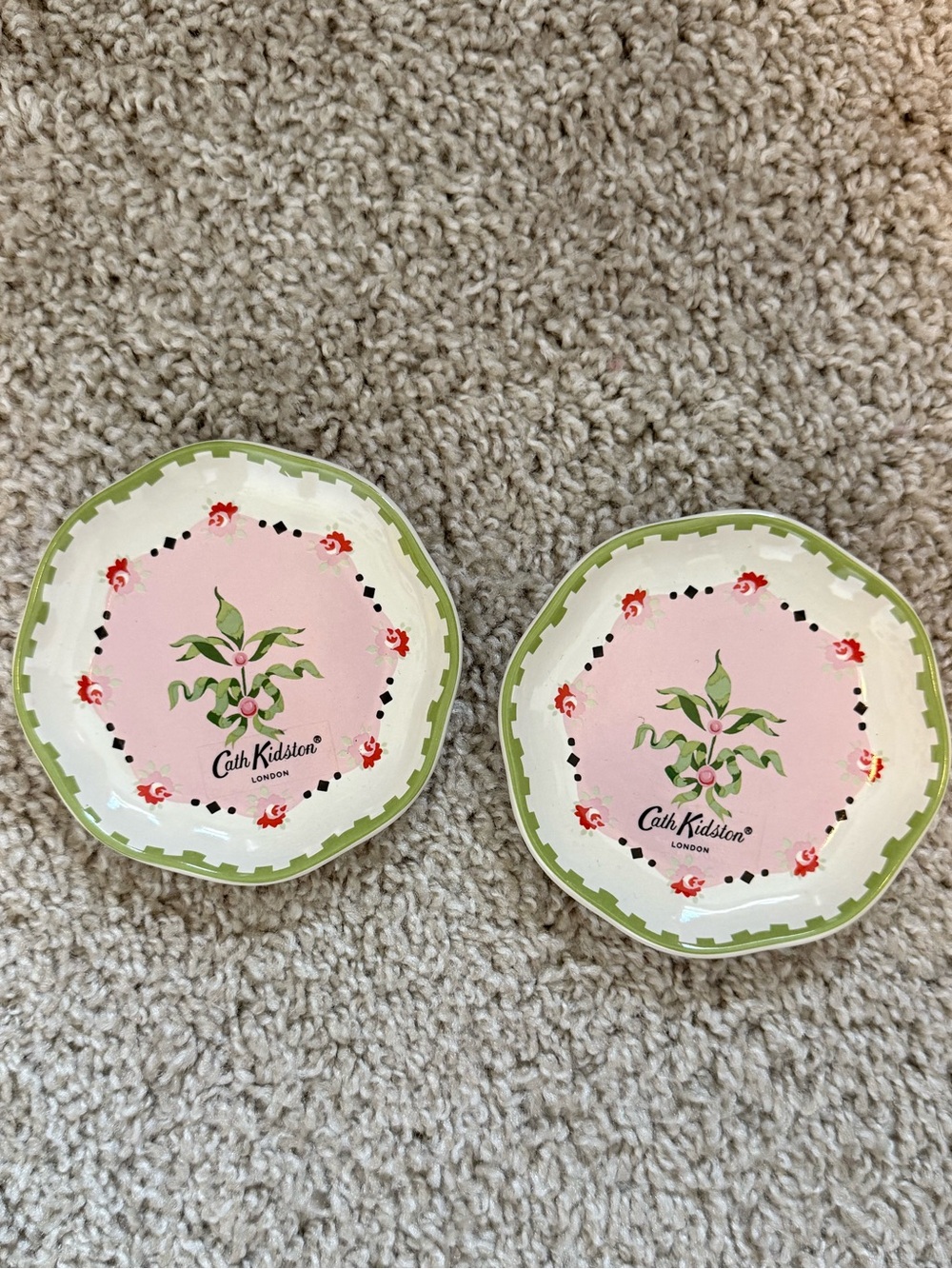 Cath Kidston Pink Floral Trinket Dishes - Set of 2